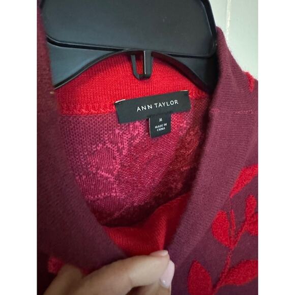 Ann Taylor Floral Jacquard Mock Neck Sweater M - Picture 5 of 5